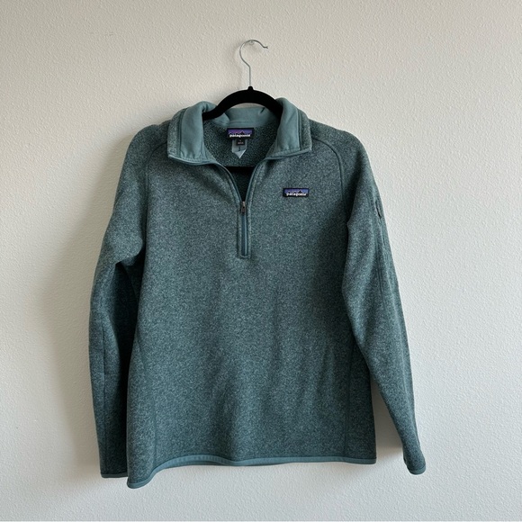 Patagonia Better Sweater Womens Large Green 1/4 Zip Outdoors Hiking Granola Girl - Picture 1 of 7